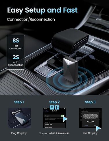 Kello Carplay Wireless Adapter, Convert Wired to Wireless CarPlay Adapter, Auto Car Play Wireless Dongle with iOS 10+ / Android 11+, Support OTA in Saudi Arabia