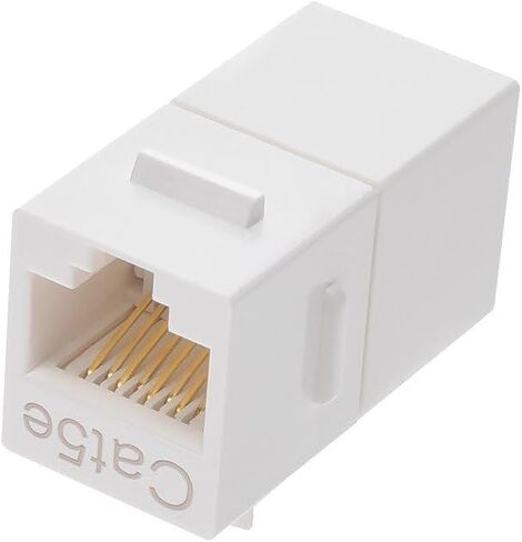 Monoprice Cat5e RJ45 Feedthrough Keystone Jack - Inline Coupler Type, Fits Standard Keystone Devices, Single PCS, White in Saudi Arabia