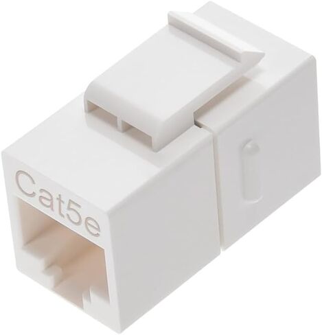 Monoprice Cat5e RJ45 Feedthrough Keystone Jack - Inline Coupler Type, Fits Standard Keystone Devices, Single PCS, White in Saudi Arabia
