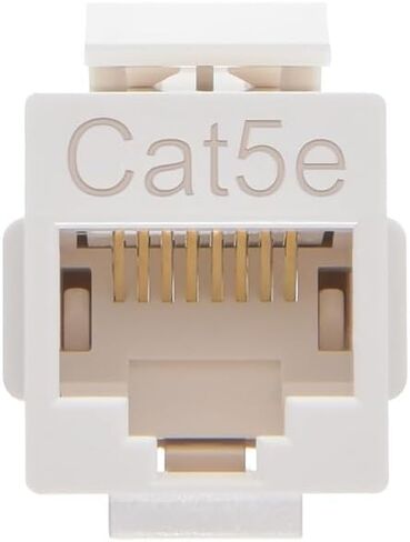 Monoprice Cat5e RJ45 Feedthrough Keystone Jack - Inline Coupler Type, Fits Standard Keystone Devices, Single PCS, White in Saudi Arabia