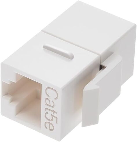 Monoprice Cat5e RJ45 Feedthrough Keystone Jack - Inline Coupler Type, Fits Standard Keystone Devices, Single PCS, White in Saudi Arabia
