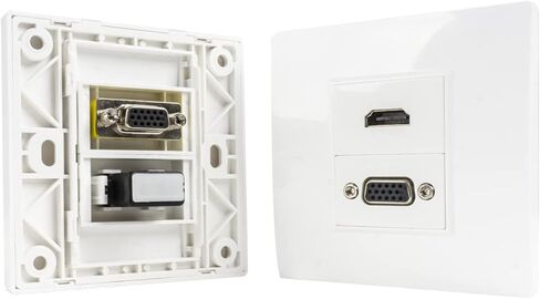 لوحات حائط VGA، 1 منفذ HDMI أنثى + 1 منفذ VGA 15P أنثى AV لوحة الوجه منفذ الصوت والفيديو مقبس الوجه لوحة موصل ABSWumedy VGA لوحات الحائط in Kuwait