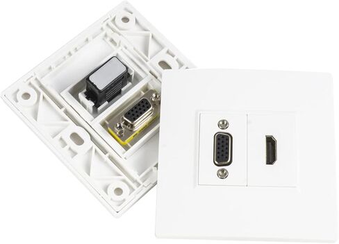 لوحات حائط VGA، 1 منفذ HDMI أنثى + 1 منفذ VGA 15P أنثى AV لوحة الوجه منفذ الصوت والفيديو مقبس الوجه لوحة موصل ABSWumedy VGA لوحات الحائط in Kuwait
