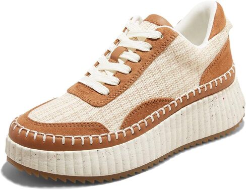 Natural Woven Lace Up Platform Sneakers for Women Low Top Stitching Classic Causal Shoes in Saudi Arabia