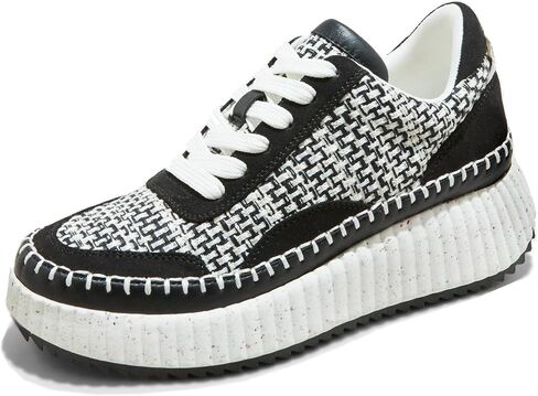 Natural Woven Lace Up Platform Sneakers for Women Low Top Stitching Classic Causal Shoes in Saudi Arabia