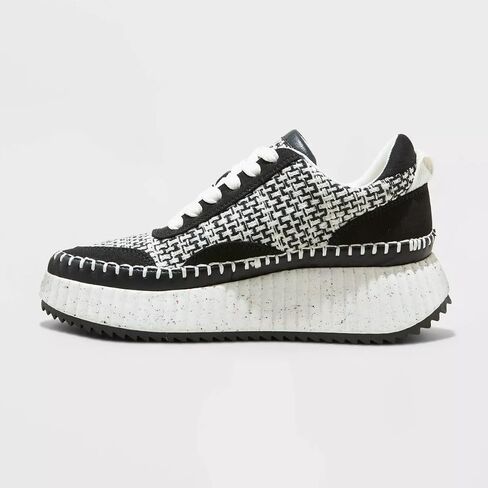 Natural Woven Lace Up Platform Sneakers for Women Low Top Stitching Classic Causal Shoes in Saudi Arabia