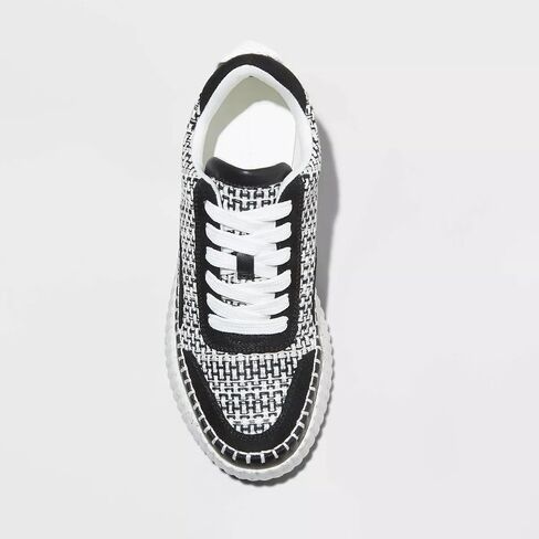 Natural Woven Lace Up Platform Sneakers for Women Low Top Stitching Classic Causal Shoes in Saudi Arabia