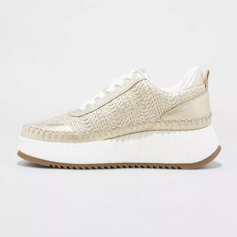 Natural Woven Lace Up Platform Sneakers for Women Low Top Stitching Classic Causal Shoes in Saudi Arabia