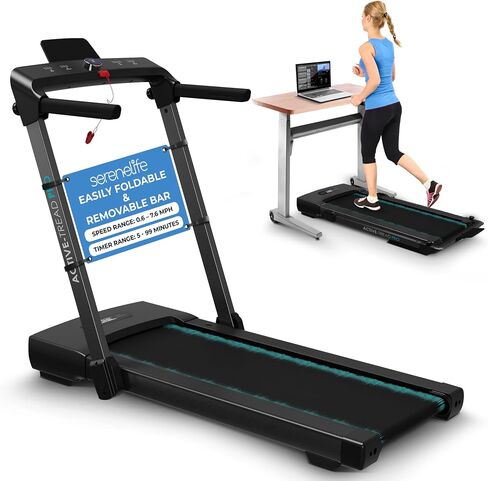 SereneLife Foldable Walking Pad Treadmill, Speed 0.6 – 7.6 MPH Under Desk 2.5 HP App Support, Easy Assembly and Storage, Wide Belt for Walking or Jogging in Saudi Arabia