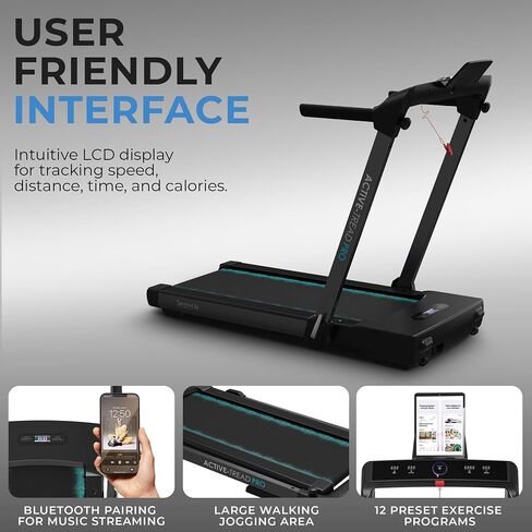 SereneLife Foldable Walking Pad Treadmill, Speed 0.6 – 7.6 MPH Under Desk 2.5 HP App Support, Easy Assembly and Storage, Wide Belt for Walking or Jogging in Saudi Arabia