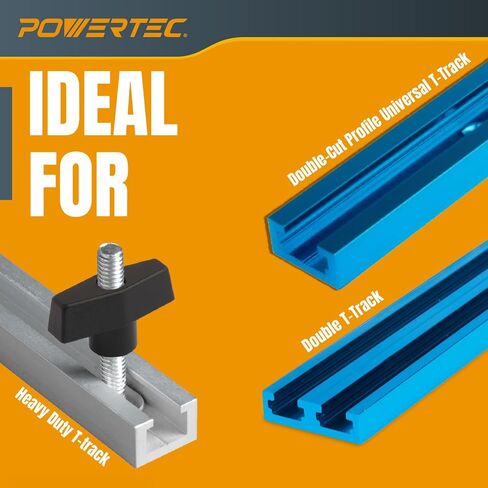 POWERTEC 72030 T Track Knob Kit w/T Slot Router Bit (5/8" Dia. x 3/16" H x 1/4" Shank), Threaded Knobs and 5/16"-18 T Slot Bolts Set, 16-pc T Track Accessories for Woodworking Jigs and Fixtures in Saudi Arabia