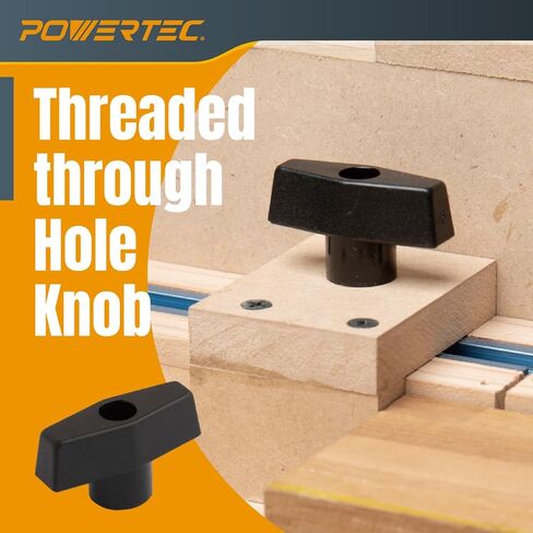 POWERTEC 72030 T Track Knob Kit w/T Slot Router Bit (5/8" Dia. x 3/16" H x 1/4" Shank), Threaded Knobs and 5/16"-18 T Slot Bolts Set, 16-pc T Track Accessories for Woodworking Jigs and Fixtures in Saudi Arabia