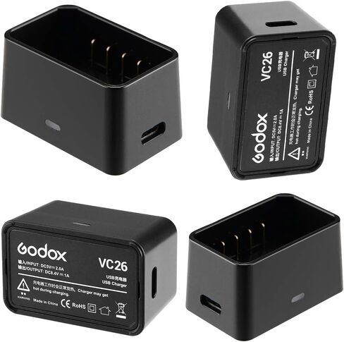 GODOX V1 Rechargeable Battery Pack VC26 USB Battery Charger DC 5V Input DC 8.4V Output for Charging V1S V1C V1N V1F V1O V1P Round Head Flash Battery (VC26) in Saudi Arabia