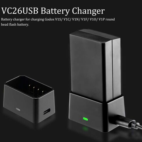 GODOX V1 Rechargeable Battery Pack VC26 USB Battery Charger DC 5V Input DC 8.4V Output for Charging V1S V1C V1N V1F V1O V1P Round Head Flash Battery (VC26) in Saudi Arabia