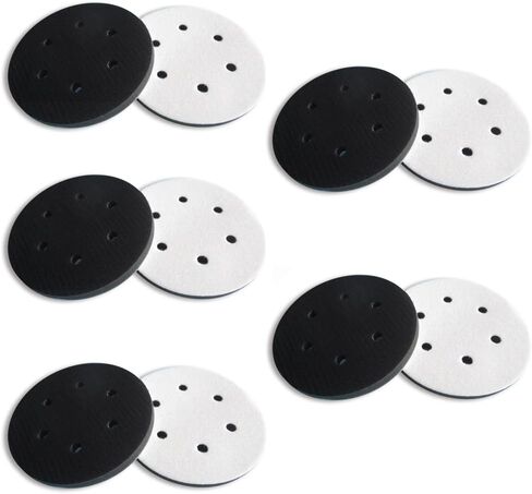 5 Pack 6 Inch (150mm) 6 Hole Soft Interface Pad Hook and Loop, Soft Foam Disc Protecting Sanding Disc for Polishing and Buffing in Kuwait