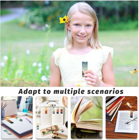 48 Pieces Unique Magnetic Bookmarks Magnet Page Markers - Book Marks for Reading Women & Men with Storage Boxes - Cute Magnet Bookmark Clips for Reading Pleasure in Saudi Arabia