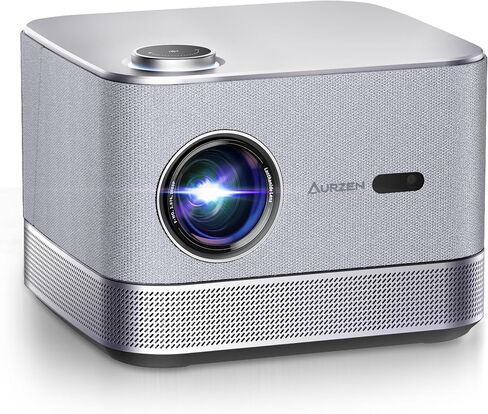 جهاز عرض 3 في 1 يدعم 4K، جهاز عرض ذكي AURZEN BOOM 3 مزود بواي فاي وبلوتوث، صوت DoIby ثلاثي الأبعاد ومكبرات صوت 36 وات، تركيز تلقائي وحجر مفاتيح، جهاز عرض Netflix الرسمي 500 ANSI Home Outdoor، فضي in Saudi Arabia
