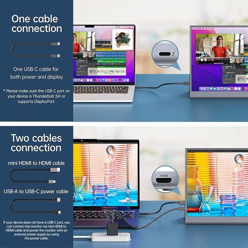 شاشة محمولة مقاس 15.6 بوصة، شاشة خارجية 1080P USB-C HDMI ثانية لأجهزة الكمبيوتر المحمول، الكمبيوتر الشخصي، هاتف Mac، PS، Xbox، Swich، شاشة ألعاب IPS رفيعة للغاية بدون إطار / غطاء ذكي ممتاز in Saudi Arabia