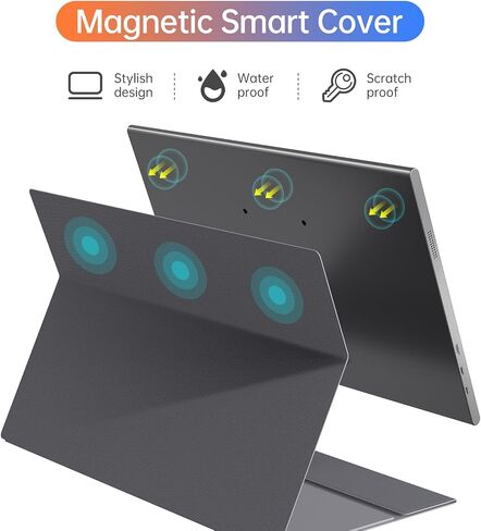 شاشة محمولة مقاس 15.6 بوصة، شاشة خارجية 1080P USB-C HDMI ثانية لأجهزة الكمبيوتر المحمول، الكمبيوتر الشخصي، هاتف Mac، PS، Xbox، Swich، شاشة ألعاب IPS رفيعة للغاية بدون إطار / غطاء ذكي ممتاز in Saudi Arabia