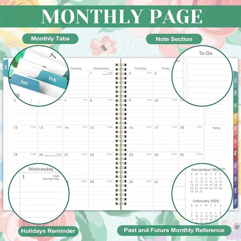 Monthly Planner 2024-2025 - Calendar 2024-2025 Planner, Jul. 2024 to Dec. 2025, 9'' x 11'', 18 Monthly Planner, Monthly Tabs, Notes Pages, Back Pocket in Kuwait