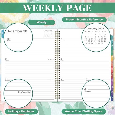 Monthly Planner 2024-2025 - Calendar 2024-2025 Planner, Jul. 2024 to Dec. 2025, 9'' x 11'', 18 Monthly Planner, Monthly Tabs, Notes Pages, Back Pocket in Kuwait