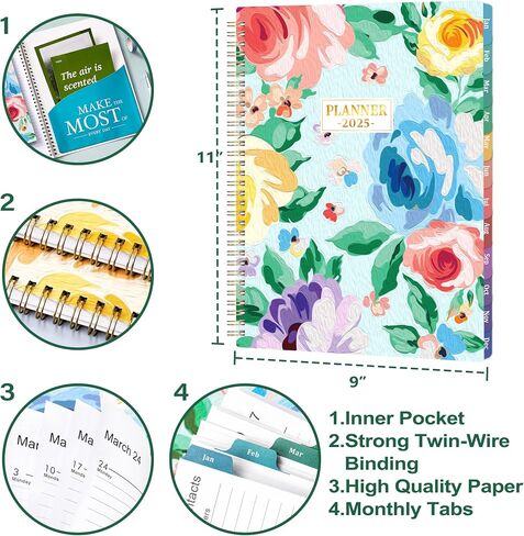 Monthly Planner 2024-2025 - Calendar 2024-2025 Planner, Jul. 2024 to Dec. 2025, 9'' x 11'', 18 Monthly Planner, Monthly Tabs, Notes Pages, Back Pocket in Kuwait