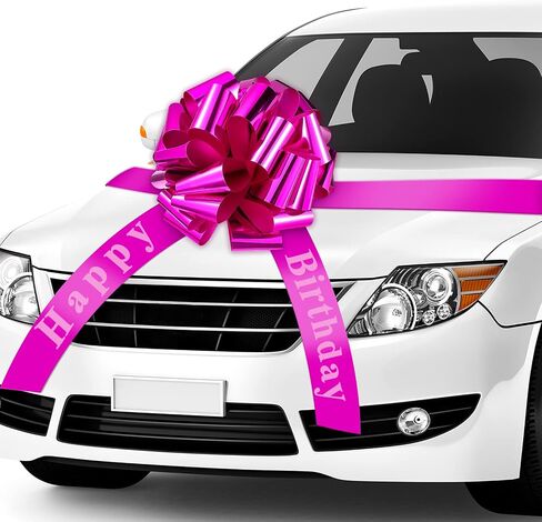 Happy Birthday Car Bow Big Car Ribbon Bow Large Gift Wrapping Bow Giant Bow for Car Decorative Huge Pull Bow for Christmas Party Birthday Car Decoration (Purple,20 Inches) in Saudi Arabia