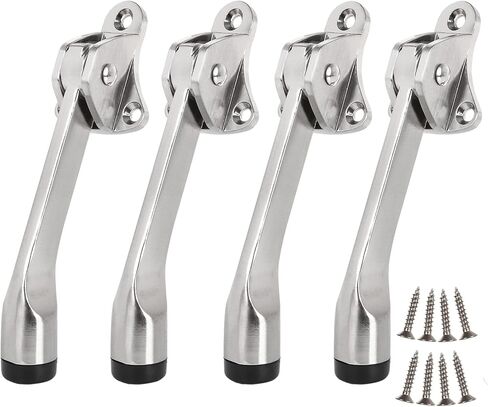 4 Pack Kickdown Door Stop, Commercial Heavy Duty Door Stop, Door Stoppers for Bottom of Door, Kickstand Door Stopper with Rubber Tip and Spring Lever, Easy to Kick Down Door Stop Stopper and Release in Kuwait