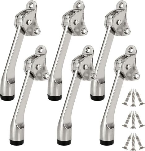 4 Pack Kickdown Door Stop, Commercial Heavy Duty Door Stop, Door Stoppers for Bottom of Door, Kickstand Door Stopper with Rubber Tip and Spring Lever, Easy to Kick Down Door Stop Stopper and Release in Kuwait