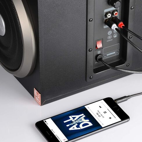 كابل J&D 3.5 مم إلى 2 RCA، سلسلة موجات صوتية مطلية بالذهب 3.5 مم ذكر إلى 2RCA أنثى محول صوت ستيريو Y كابل RCA مقسم، 6 أقدام in Kuwait