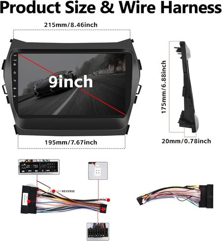 UNITOPSCI 2G+32G ستيريو سيارة أندرويد لشركة Hyundai Santa Fe IX45 2013-2017 لاسلكي Apple CarPlay Android Auto Bluetooth GPS Navigation Mirror Link 9 بوصة شاشة تعمل باللمس FM WiFi USB SWC + ميكروفون كاميرا احتياطية in Saudi Arabia
