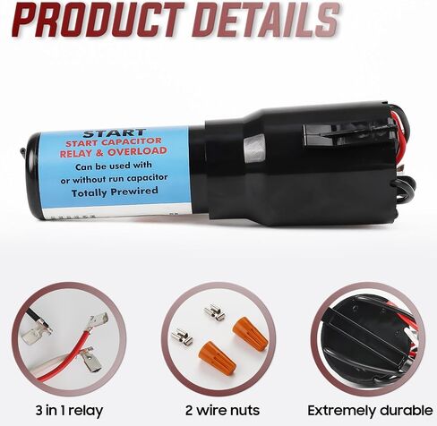 RCO410 3in1 Hard Start Capacitor by Seentech - Compatible with Refrigerators & Freezers 1/4-1/3 H.P. 115VAC – Repalces Model: TJ90RCO410, AP4503017, 600-410, ERP410, HS410, RC0410, RCO-410 (Pack of 2) in Saudi Arabia