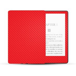 MightySkins Carbon Fiber Skin Compatible with Amazon Kindle Paperwhite 5 6.8-inch 11th Gen (2021) Full Wrap - Solid Red | Protective Textured Carbon Fiber Finish | Easy to Apply | Made in The USA