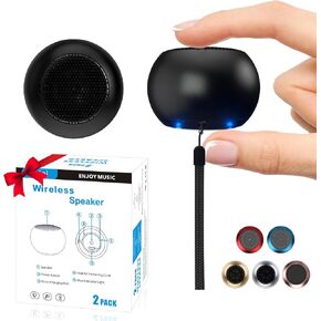 2Pack Portable Mini Speaker, Bluetooth Tiny Speaker,Wireless Micro Speaker for Phone/PC/Tablet, Rechargeable Battery, Built-in Microphone, Cute Mini Speaker with Strap to Carry, Black