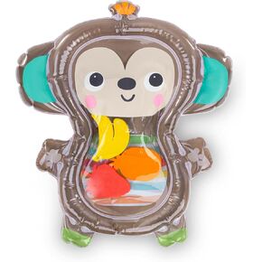 Bright Starts Hungry Monkey Tummy Time Water Mat, Inflatable Sensory Toy for Infants Age 0-6 Months