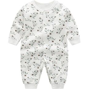 100% Organic Cotton Soft Baby Romper Jumpsuits for Boys and Girls Unisex, Long Sleeve, 0-24 Months