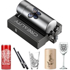 مجموعة Creality Rotary Kit Pro الرسمية، أسطوانة دوارة بالليزر 4 في 1 ملحقات نقش متعددة الوظائف للنقش بالليزر، دوارة الفك لنقش الأشياء الأسطوانية، زجاج النبيذ، مضرب بيسبول، حلقة