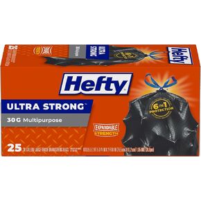 Hefty Ultra Strong Multipurpose Large Trash Bags, Black, Unscented, 30 Gallon 14 Count (Pack of 2)