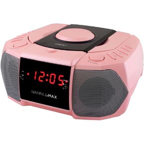 مشغل أقراص مضغوطة HANNLOMAX HX-334CD مع راديو PLL AM/FM، منبه مزدوج، شاشة LED حمراء، مدخل Aux-in، تشغيل تيار متردد فقط. (أرجواني)