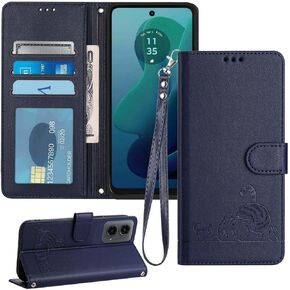 for Moto G 5G 2024 Case Wallet,for Moto G Play 5G 2024 Case,RFID Blocking Card Holder Slots,Wrist Strap TPU Interior Protective,Kickstand Leather Folio Flip Cases Cover (Purple)