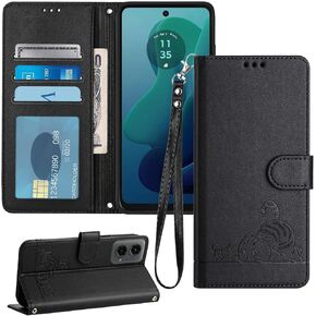 for Moto G 5G 2024 Case Wallet,for Moto G Play 5G 2024 Case,RFID Blocking Card Holder Slots,Wrist Strap TPU Interior Protective,Kickstand Leather Folio Flip Cases Cover (Purple)