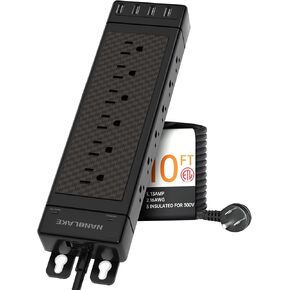 Heavy Duty Monster Power Strip Surge Protector 2800 Joules,Long 10 feet Cord with 4 USB Ports,18AC outlets, Flat Plug,1875W 15A, Mountable,Black