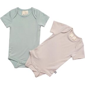KYTE BABY Unisex Bodysuits, 2-Pack Short Sleeve Baby Bodysuits, 97% Rayon made from Bamboo, 3% Spandex