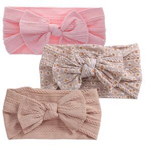 Baby-Girls-Elastics-Headwraps-Soft-Nylon-BowKnot - Floral Headbands Hairbands for Toddlers Newborn Infant Kids 3PCS