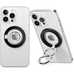 GVIEWIN Compatible with MagSafe Phone Ring Holder, Magnetic Phone Grip with Adjustable Kickstand Magnet Finger Phone Stand for iPhone 14 Pro Max/13/12 Series and Other Smartphones (Silver)