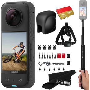 Insta360 X3 - Waterproof 360 Action Camera with 1/2" 48MP Sensors, 5.7K 360 HDR Video, 72MP 360 Photo, 4K Single-Lens, 2.29" Touchscreen|Includes Bike Bundle, Selfie Stick, Lens Cap&1TB