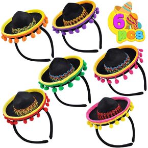 JOYIN Cinco De Mayo Sombrero Headband, 6 Pack for Carnivals Festivals, Dia De Muertos Cinco De Mayo Sombrero Headband, 6 Pack for Carnivals Festivals, Dia De Muertos