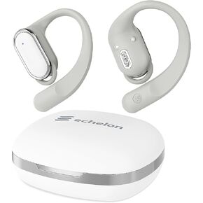 Echelon Open Ear Headphones, Lightweight Design, Ergonomic Ear Hooks, Fast Charging & IPX5 Waterproof, Crystal-Clear Calls for Sports and Daily Use Wireless Earbuds - White