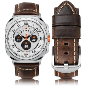 Band for Samsung Galaxy Watch 7 Ultra 47mm,No Gap Leather Bands Compatible with Galaxy Watch Ultra 47mm(2024) for Men Bands Strap