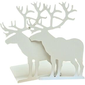 Winterworm Fashion Creative Cartoon Cute Iron Elk Moose Pattern Nonskid Metal Office Desk Bookends (Black)